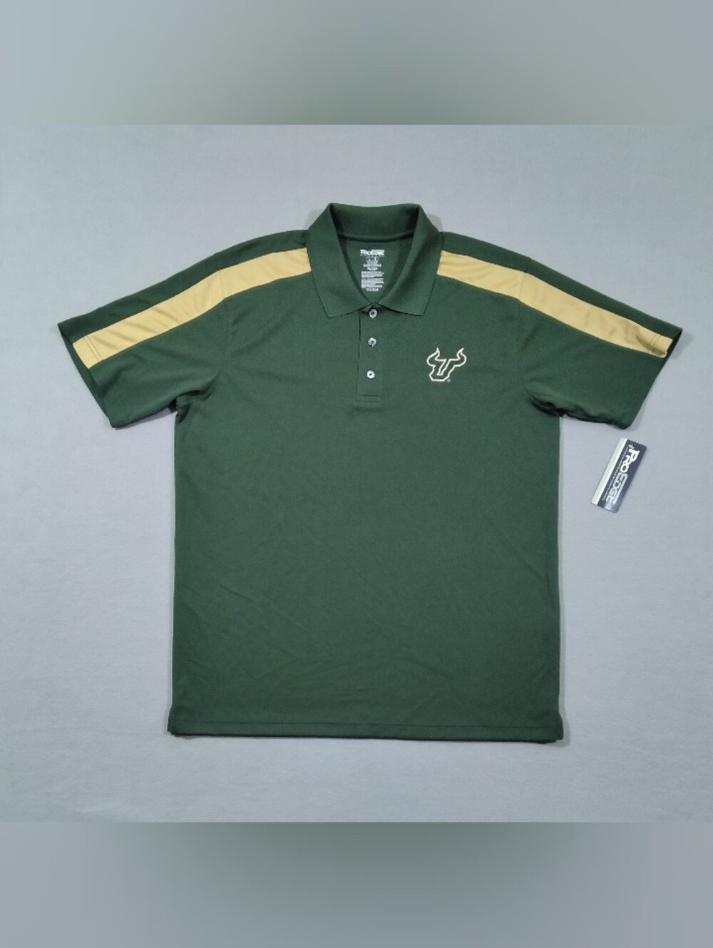 University South Florida Bulls Collegiate Team Polo Shirt Polyester Lightweight